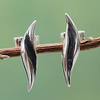 Sterling silver button earrings,