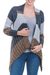 Alpaca blend cardigan, 'Pachamama' - Brown and Grey Alpaca Blend Open Front Cardigan Sweater (image 2a) thumbail