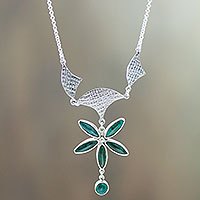 Chrysocolla flower necklace,
