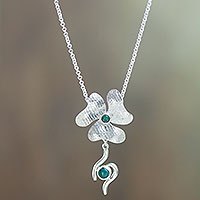Chrysocolla flower necklace,