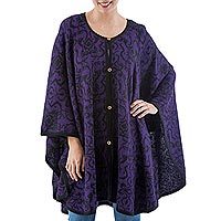 Reversible 100% alpaca ruana cloak,