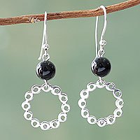 Obsidian dangle earrings,