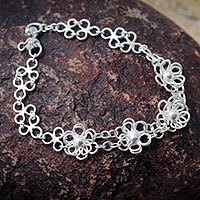 Sterling silver flower bracelet,