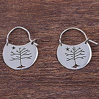 Sterling silver hoop earrings,