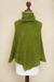 Alpaca blend boucle poncho, 'Cuzco Green' - Warm Turtleneck Green Boucle Poncho in Soft Alpaca Wool thumbail