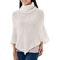 Alpaca blend boucle poncho,