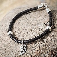 Leather braided bracelet,
