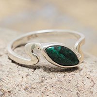Chrysocolla single stone ring,