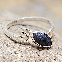 Sodalite single stone ring,