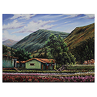 'Tarma Landscape' - Andean Village and Landscape Realism Oil Painting