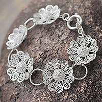 Sterling silver flower bracelet,