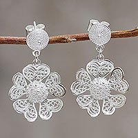 Sterling silver flower earrings,
