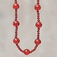 Carnelian beaded necklace,