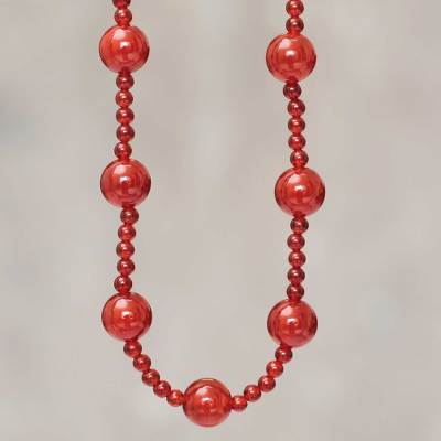 Carnelian beaded necklace, Andean Fire