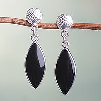 Obsidian dangle earrings,