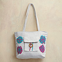Cotton shoulder bag Sweet Garden Flowers Peru