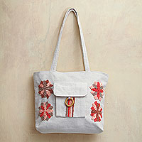 Cotton shoulder bag Bright Garden Flowers Peru