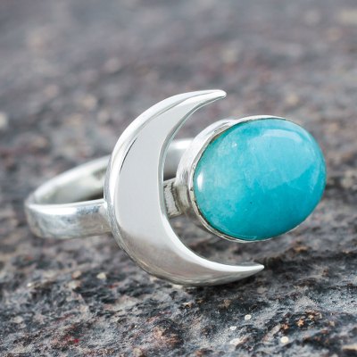 Amazonite and Silver Artisan Crafted Cocktail Ring