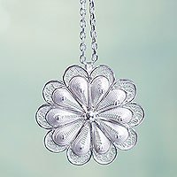 Sterling silver filigree necklace,