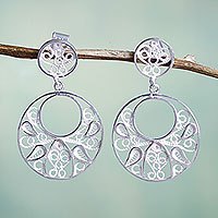 Sterling silver filigree earrings,