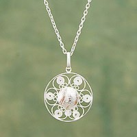 Sterling silver filigree necklace,