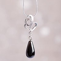 Obsidian pendant necklace,