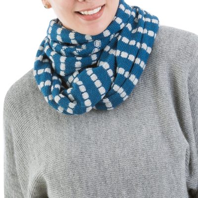 Alpaca blend infinity scarf, Parallel Blue