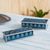 Reverse painted glass boxes, 'Azure Dawn' (pair) - 2 Blue and Turquoise Reverse Painted Glass Boxes from Peru thumbail