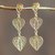 Gold vermeil filigree dangle earrings, 'Three Hearts' - Gold Vermeil Handcrafted Filigree Heart Theme Earrings thumbail