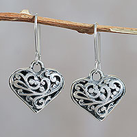 Sterling silver heart earrings, Everlasting Love