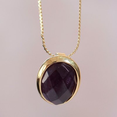 Gold vermeil amethyst pendant necklace, Aurora Glow