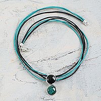 Onyx and chrysocolla pendant necklace,