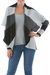 Alpaca blend cardigan, 'Grey Scale' - Open Cape Collar Alpaca Blend Cardigan in Black White Grey (image 2b) thumbail