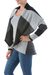 Alpaca blend cardigan, 'Grey Scale' - Open Cape Collar Alpaca Blend Cardigan in Black White Grey (image 2c) thumbail