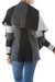 Alpaca blend cardigan, 'Grey Scale' - Open Cape Collar Alpaca Blend Cardigan in Black White Grey (image 2d) thumbail