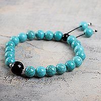 Silver necklace with black pendant - Sterling Silver Cocktail Ring with Reconstituted Turquoise
