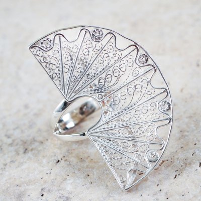 Artisan Filigree Jewelry Sterling Silver Cocktail Ring