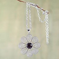 Amethyst filigree necklace,