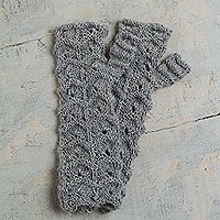 100% alpaca fingerless mitts,