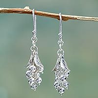 Sterling silver cluster earrings,