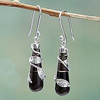 Obsidian dangle earrings,