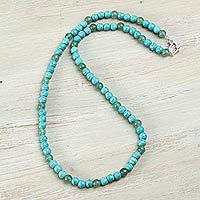 Aventurine and reconstituted turquoise beaded necklace,