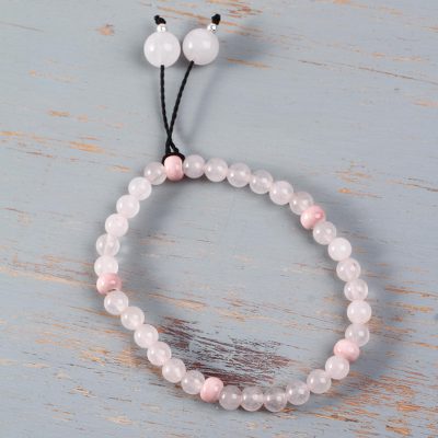 Rose quartz stretch bracelet, Angelic Pink