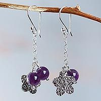 Amethyst cluster earrings,