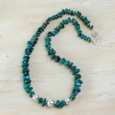 Chrysocolla beaded necklace, Andean Opulence