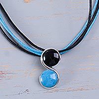 Chrysocolla and onyx pendant necklace,
