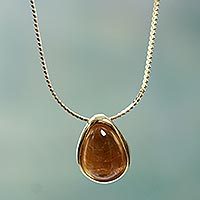 Gold vermeil citrine pendant necklace,