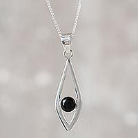 Obsidian pendant necklace,