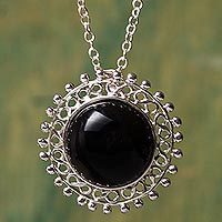 Obsidian pendant necklace,