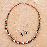 Ceramic beaded jewelry set,